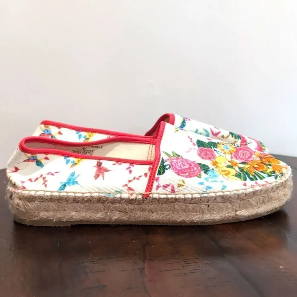 Johnny Was Andra Floral Embroidered Espadrille Shoe Size 9